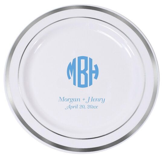 Rounded Monogram with Text Premium Banded Plastic Plates